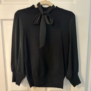 GU Black Knit Top with Necktie